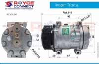 COMPRESSOR 7H15 PARAFUSO PASSANTE 24V DESCARGA / SUCÇÃO TRASEIRA ENGATE POLIA 8PK 119M - 600047