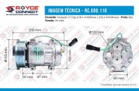 COMPRESSOR 7H15 MAQUINA CASE / CATERPILLAR POLIA 8PK 24 VOLTS OEM-1630872 SAIDA P/PRESSOSTATO - 600116