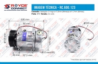 COMPRESSOR 7H15 CAMINHAO SCANIA 114/124 APOS 2008 24 VOLTS POLIA 8PK 125MM BOBINA 2 FIOS - 600123