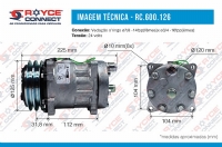 COMPRESSOR SANDEN ORIGINAL 4742 7H15 8 ORELHAS DESCARGA / SUCÇÃO TRASEIRAS O´RING 24V VOLTS POLIA 2A 125MM 175CC - 600126